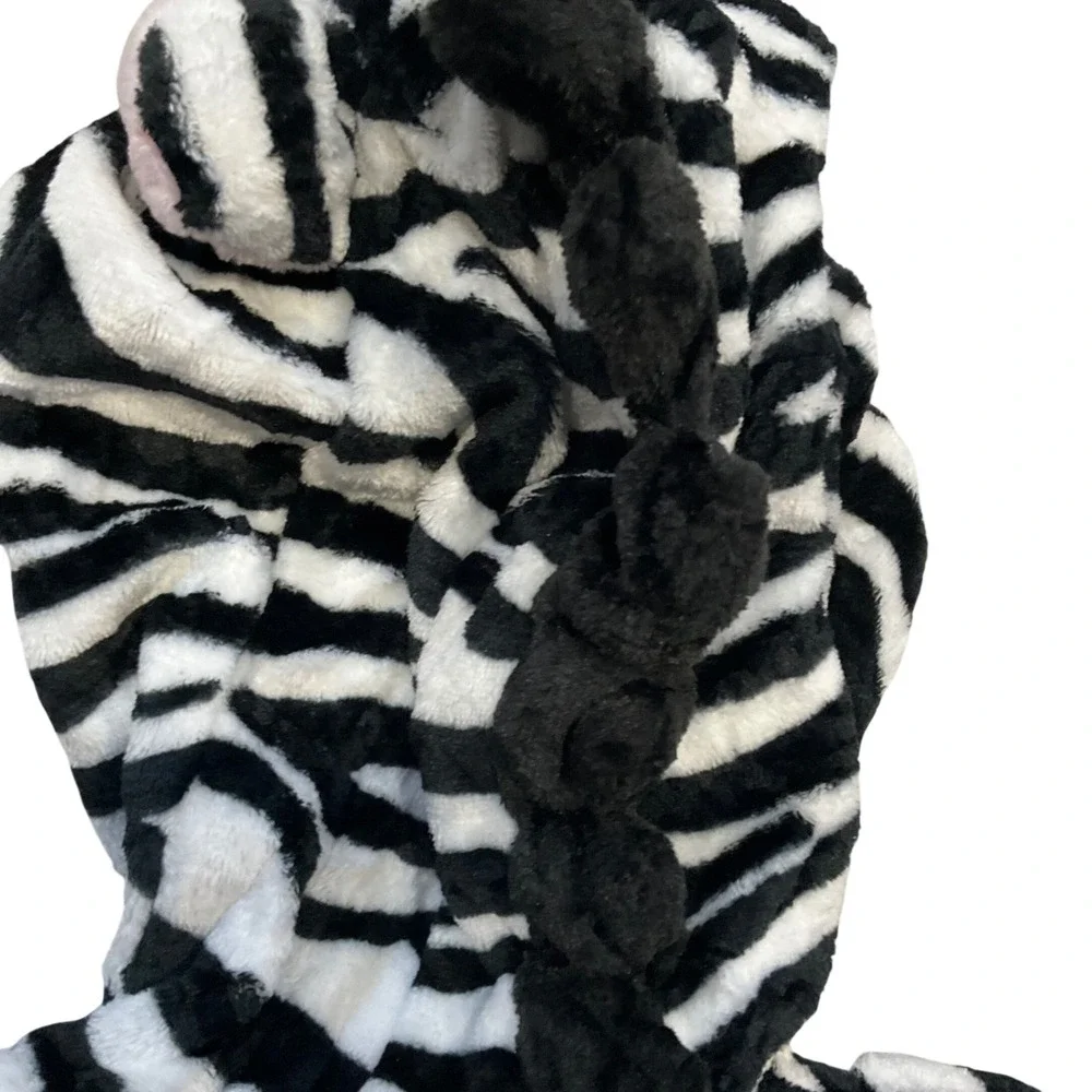 Zebra‎ Animal 1 Piece Plush Fleece Hooded Kigurumi Pajamas Costume Kids 7/8 NWOT